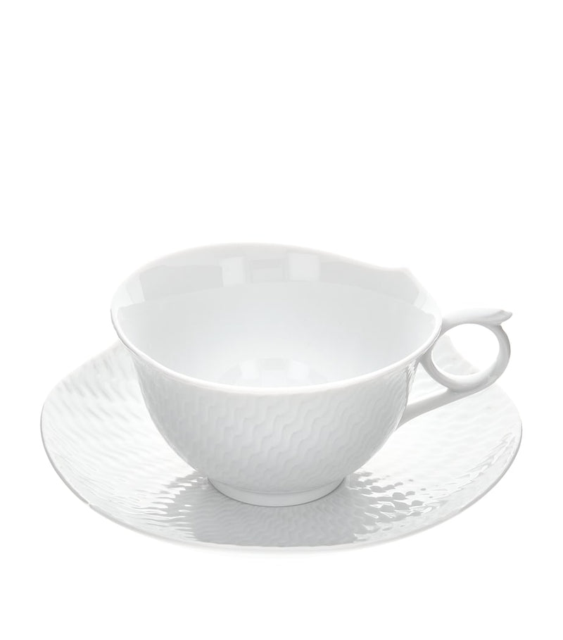 Meissen Waves Relief teacup and saucer, UK version