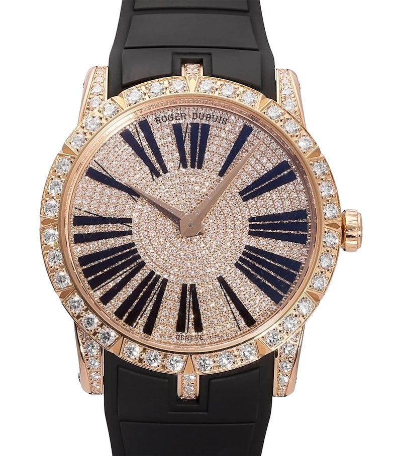Roger Dubuis Excalibur pink gold diamond watch 45mm, imported from the UK