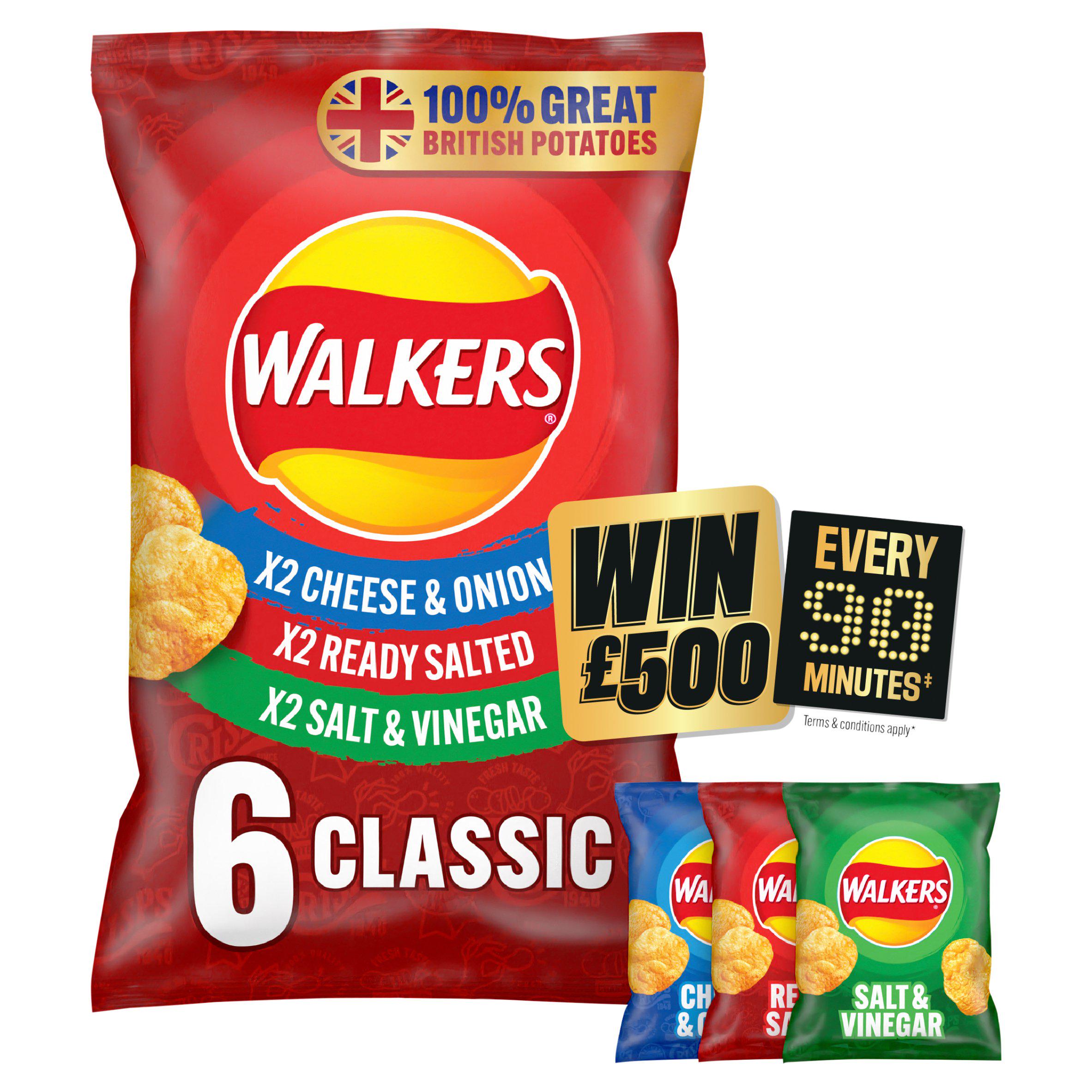 Walkers Classic Variety Multipack Crisps 6x25g GOODS Sainsburys