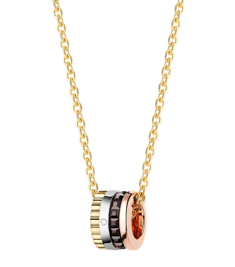 Boucheron extra small mixed gold diamond Quatre Classique pendant - British product