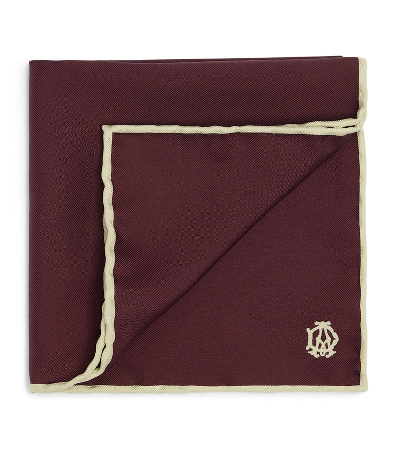 Dunhill mulberry silk cypher logo pocket square, UK version