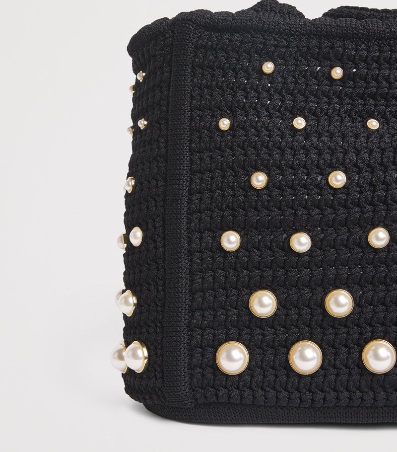 Sandro Paris crochet studded top-handle bag, UK version
