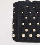 Sandro Paris crochet studded top-handle bag, UK version