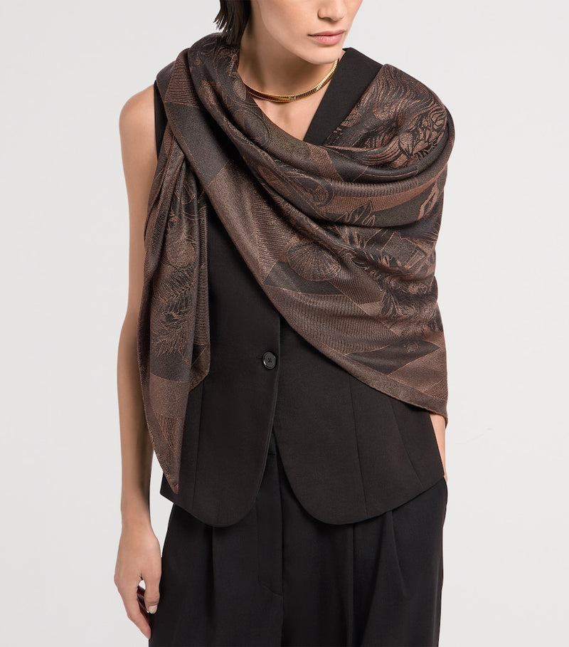 Bvlgari silk jacquard scarf with Venus motif, UK version
