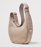 Aspinal of London small Soho Crescent suede shoulder bag, UK version