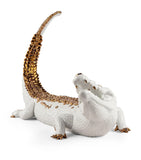 Lladró crocodile figurine white porcelain gold lustre, UK version