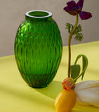 Lalique crystal vase with feather pattern 26.5cm, UK version