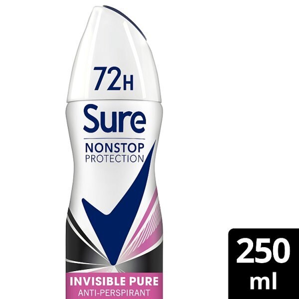Sure Antiperspirant Deo Aerosol Nonstop Invis Pure 150ml GOODS Superdrug 250ML