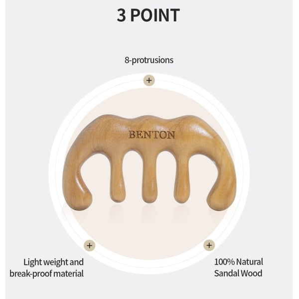 Benton Scalp Brush Massager 8-Prong Sandalwood - British product
