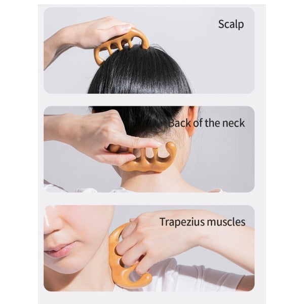 Benton Scalp Brush Massager 8-Prong Sandalwood - British product