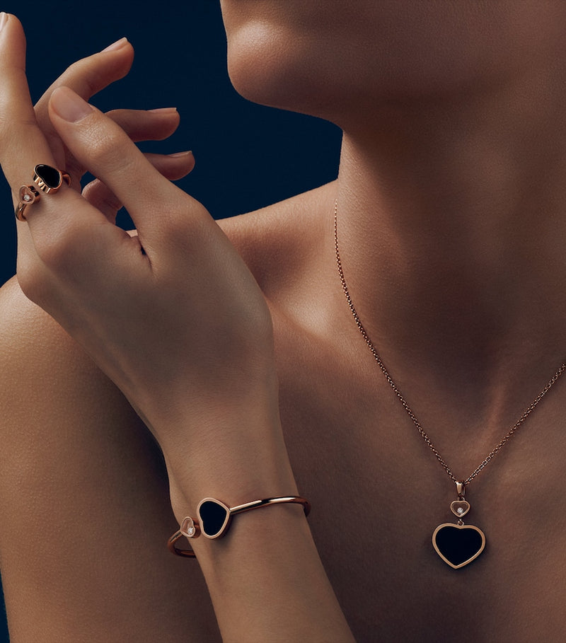 Chopard Happy Hearts pendant necklace in rose gold with diamond - British product