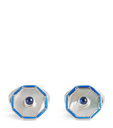 Harrods Deakin & Francis Sterling Silver Hexagonal Sapphire Cufflinks- Buy online at McGrocer