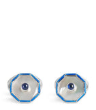 Deakin & Francis sterling silver hexagonal sapphire cufflinks, UK version