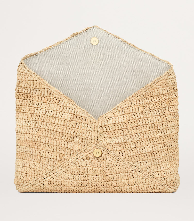 Saint Laurent raffia Cassandre envelope pouch, imported from the UK