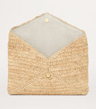 Saint Laurent raffia Cassandre envelope pouch, imported from the UK