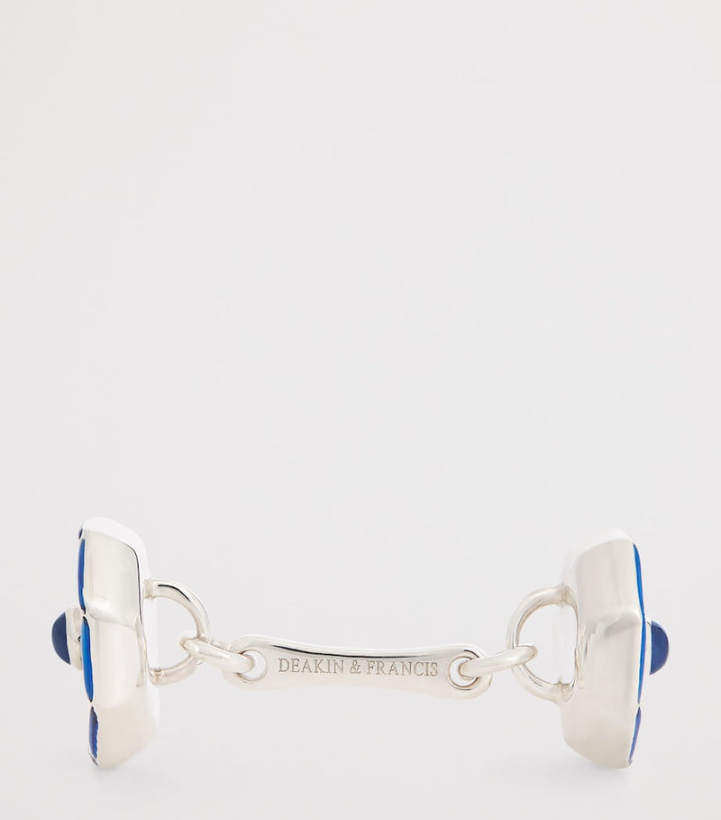 Deakin & Francis sterling silver cufflinks mother-of-pearl sapphire - British product