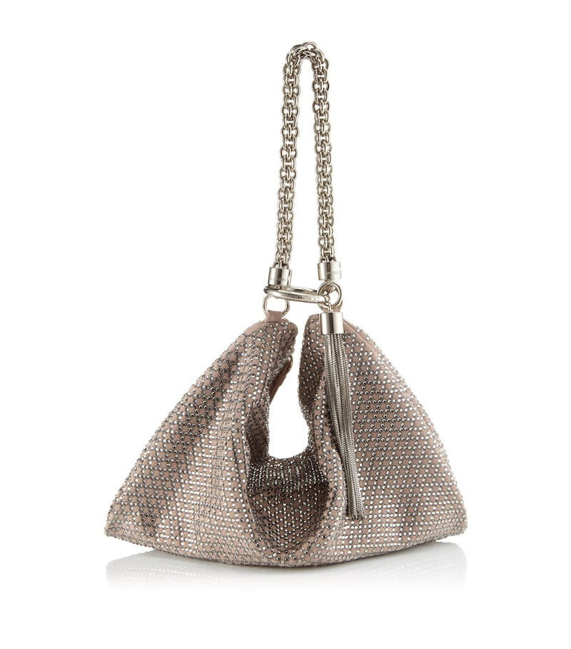 Jimmy Choo Callie clutch bag suede crystal embellishments (British brand)