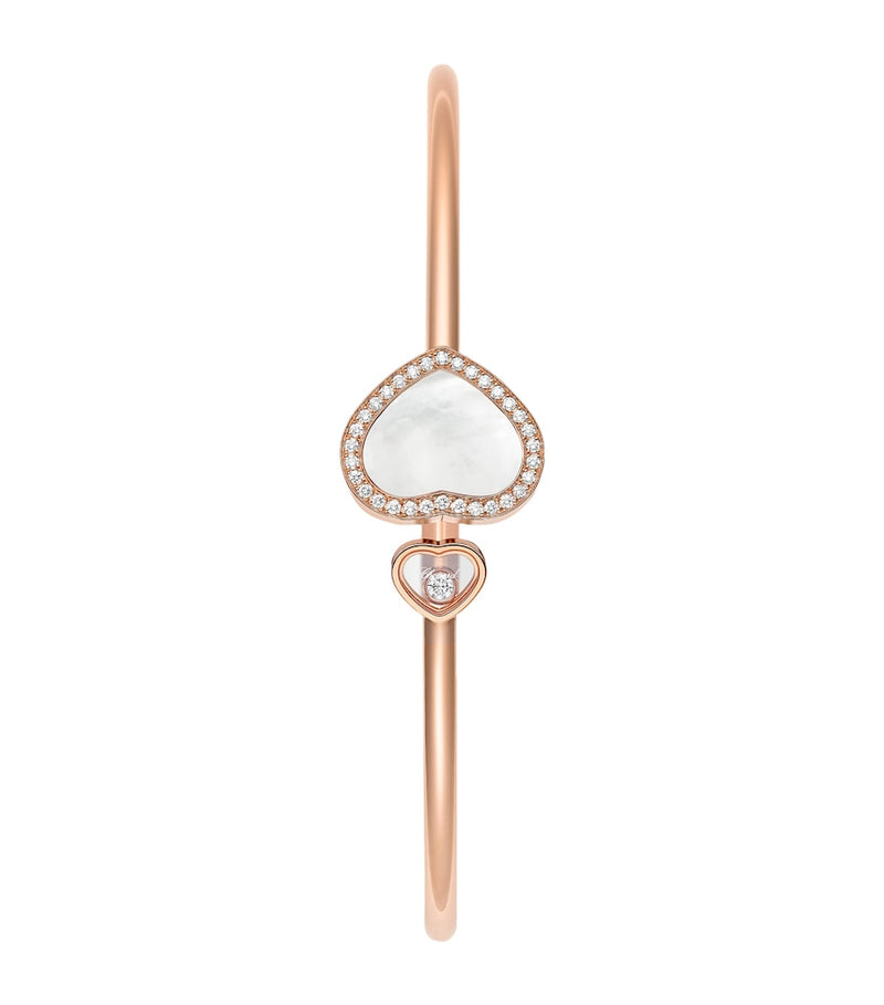 Chopard Happy Hearts bangle in rose gold with diamonds and mother-of-pearl (British brand)