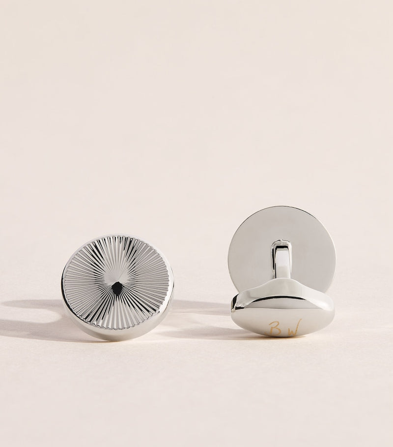 Babette Wasserman Gatsby Wheel rhodium-plated cufflinks (British brand)