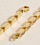 Suzanne Kalan yellow gold block-chain pendant necklace adjustable chain, imported from the UK