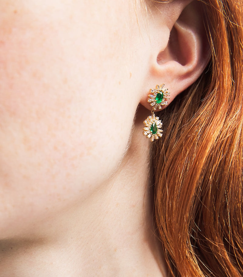 Suzanne Kalan diamond and emerald drop earrings UK version