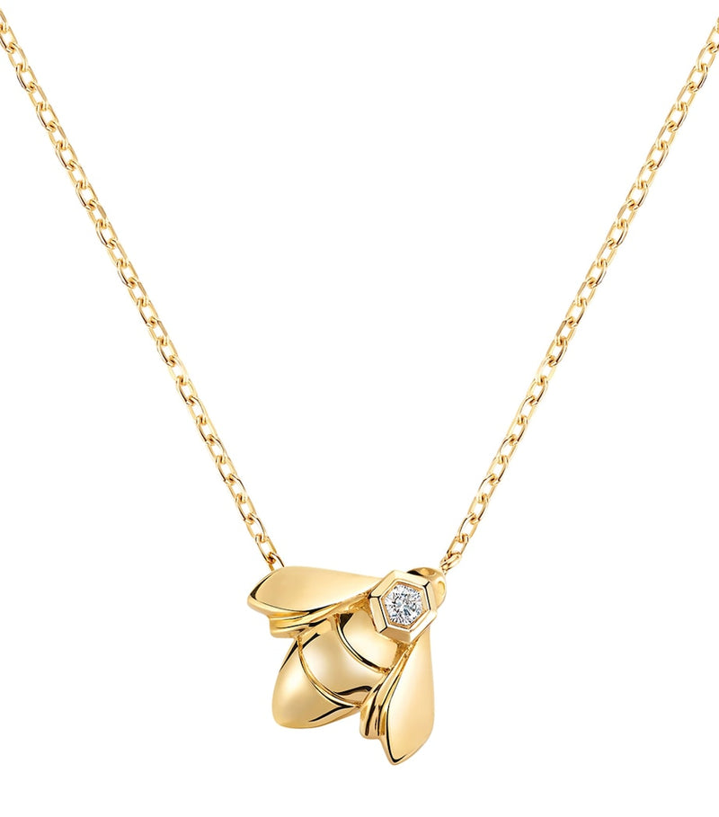 Chaumet yellow gold diamond bee pendant necklace, UK version