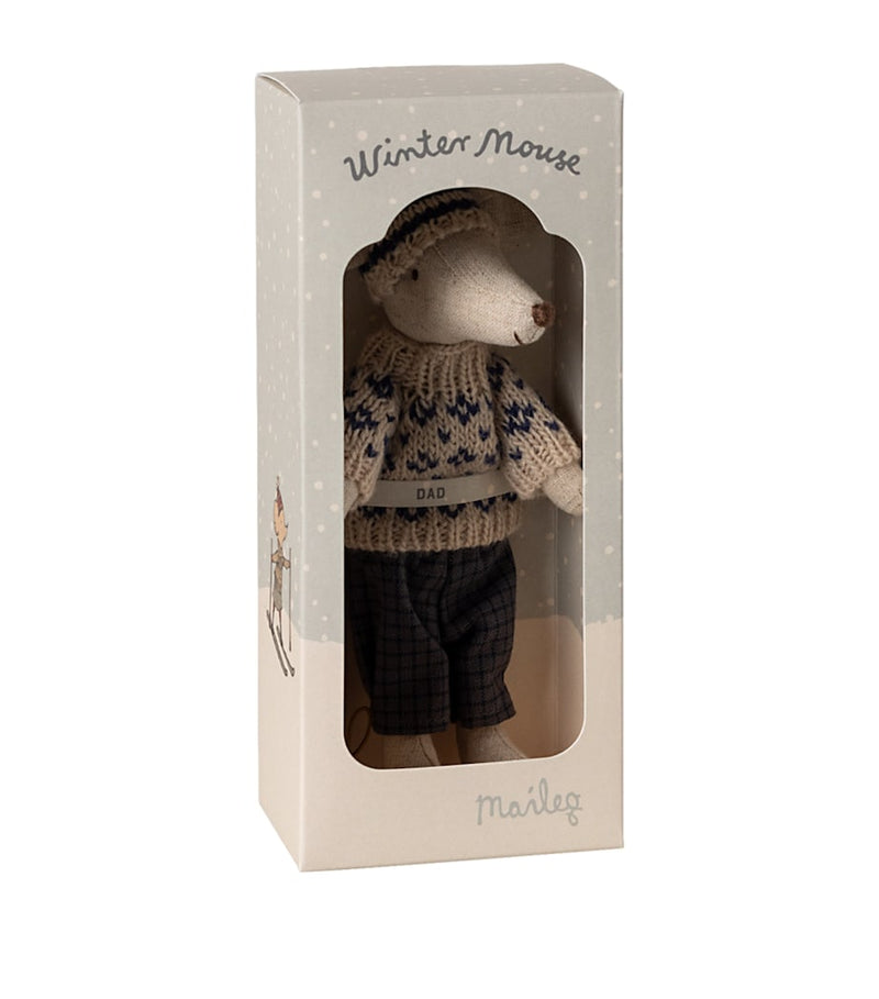 Maileg soft toy Winter Mouse Dad with skis 19cm - British product