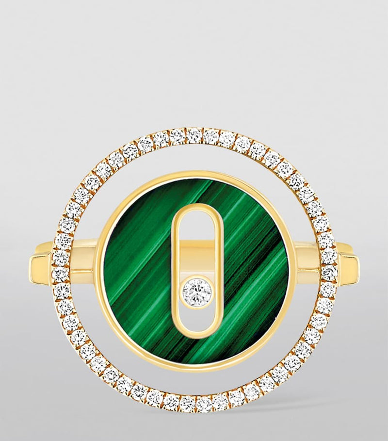 Messika Lucky Move yellow gold diamond malachite ring 0.18ct - British product