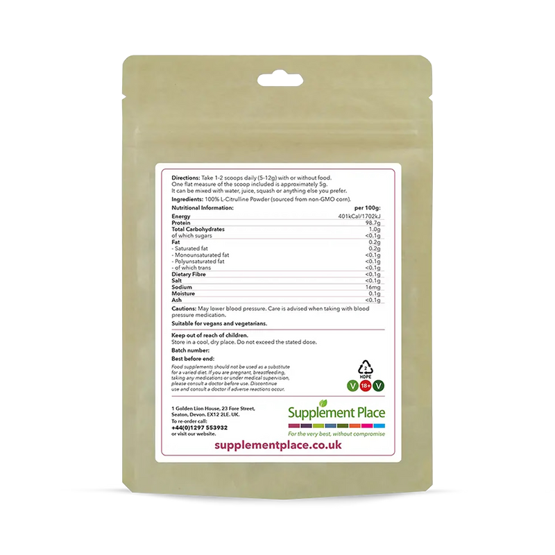 Supplement Place L-Citrulline Powder 500g, imported from the UK