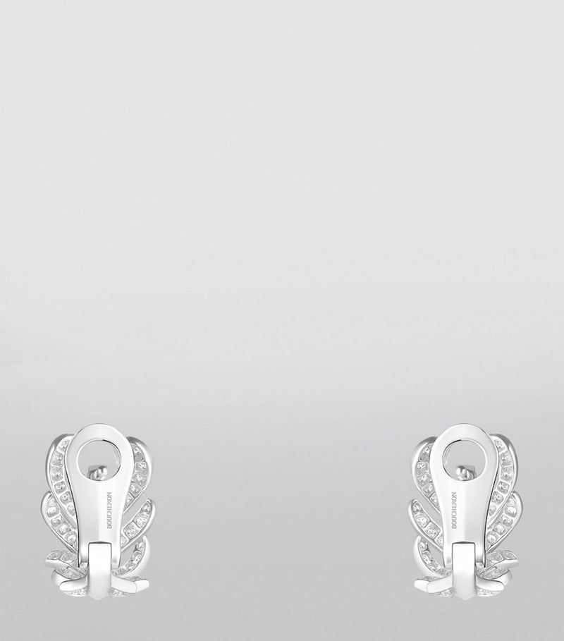 Boucheron Plume de Paon clip-on earrings in white gold with diamonds - British product