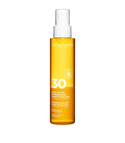 Harrods Clarins Glowing Sun Oil High Protection SPF 30 150ml- Buy online at McGrocer