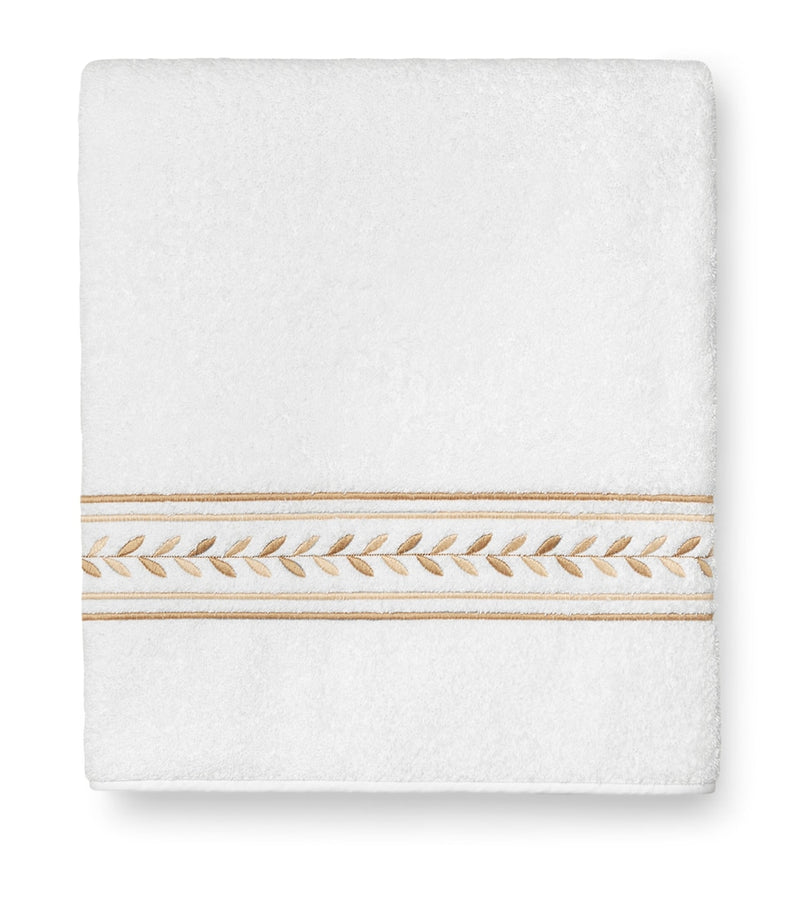 Pratesi cotton bath sheet 40x70cm with embroidered laurel, imported from the UK