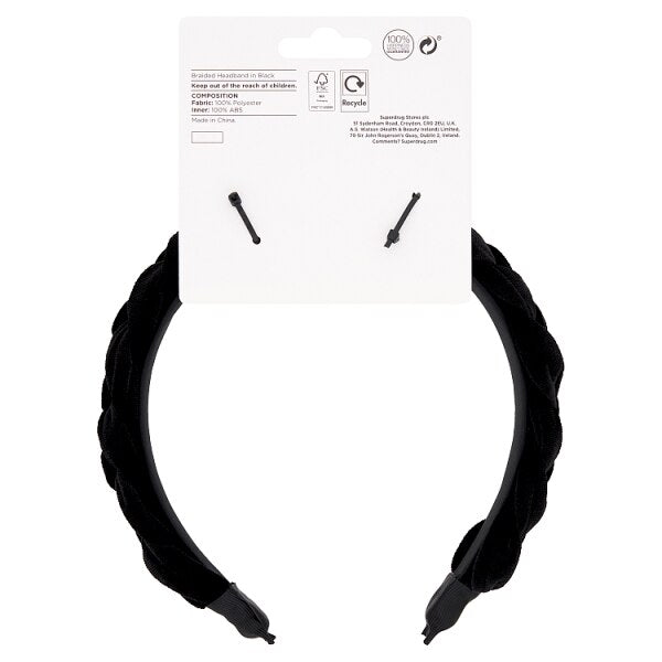 Studio London Braided Headband Black GOODS Superdrug