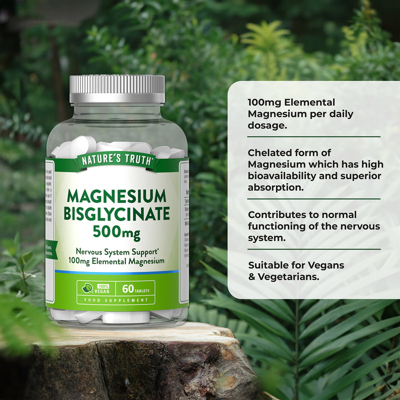 Nature's Truth Magnesium Bisglycinate 500mg 60 tablets, UK version