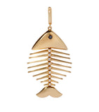 Annoushka yellow gold fish bones charm with diamonds, imported from the UK