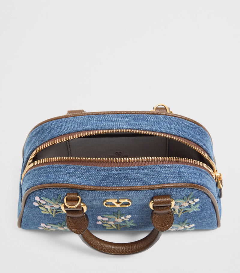 Valentino Garavani denim VLogo Signature top-handle bag 11x19x4cm, imported from the UK