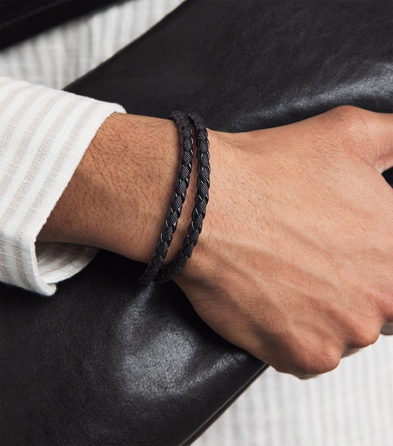 Tateossian Leather Chelsea Bracelet, imported from the UK