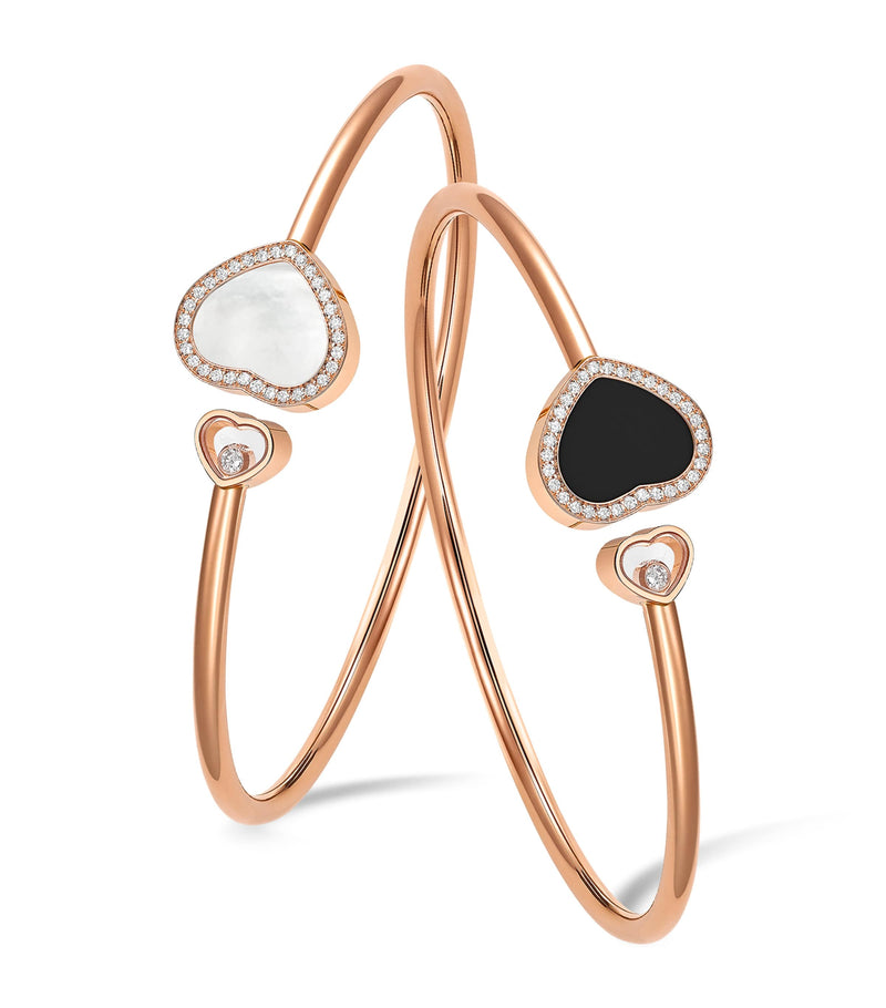 Chopard Happy Hearts rose gold diamond onyx bracelet 17cm - British product