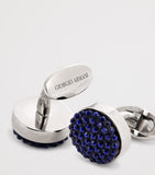 Giorgio Armani sterling silver cufflinks with blue pavé crystals, imported from the UK