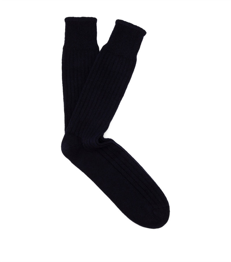 Dunhill cotton-cashmere ribbed socks, imported from the UK
