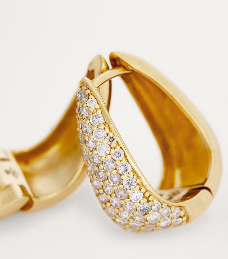 Jennifer Meyer mini diamond teardrop huggie earrings yellow gold (British brand)
