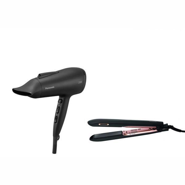 Panasonic hair dryer and straightener in black, UK version