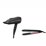 Panasonic hair dryer and straightener in black, UK version