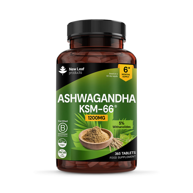 New Leaf Ashwagandha KSM-66 tablets 365 count (British brand)