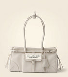 Prada linen Bonnie shoulder bag with leather details, imported from the UK