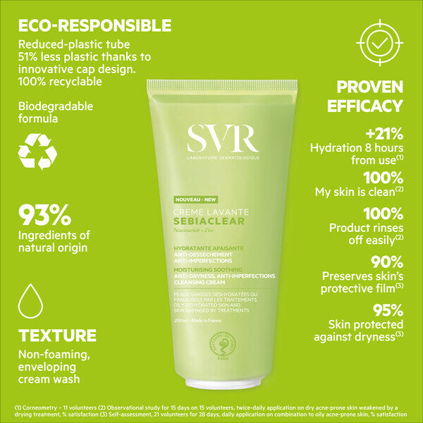 SVR SEBIACLEAR face wash cream cleanser 200ml (British brand)