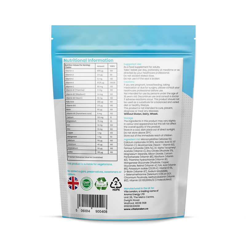 Vita London multivitamin with iron 120 tablets, imported from the UK