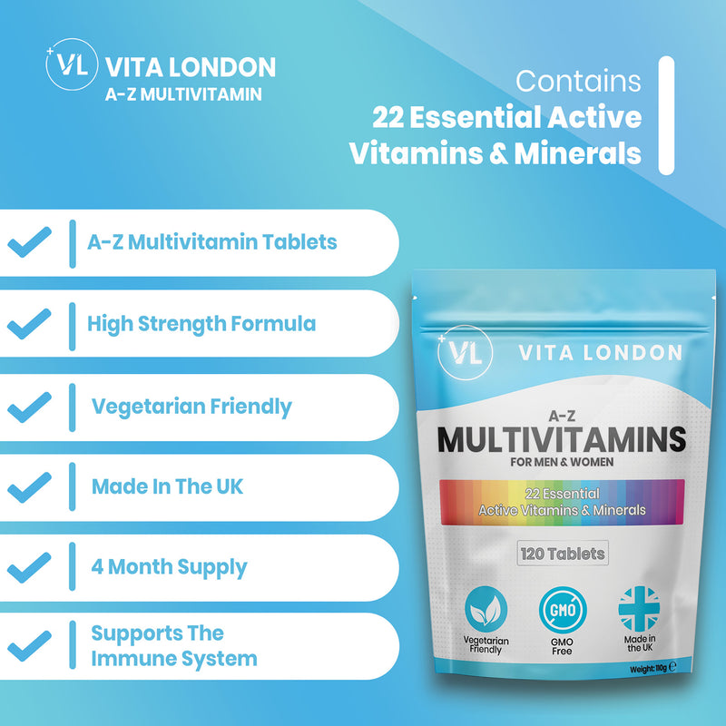 Vita London multivitamin with iron 120 tablets, imported from the UK
