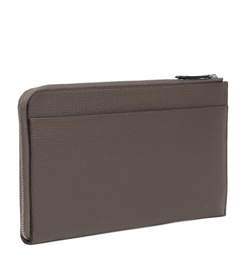 Soft Leather Organizer Pouch with Multiple Pockets, 19cm x 26cm x 3cm