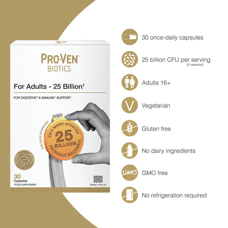 Pro-ven Biotics Adult Acidophilus & Bifidus 30 Capsules (British brand)